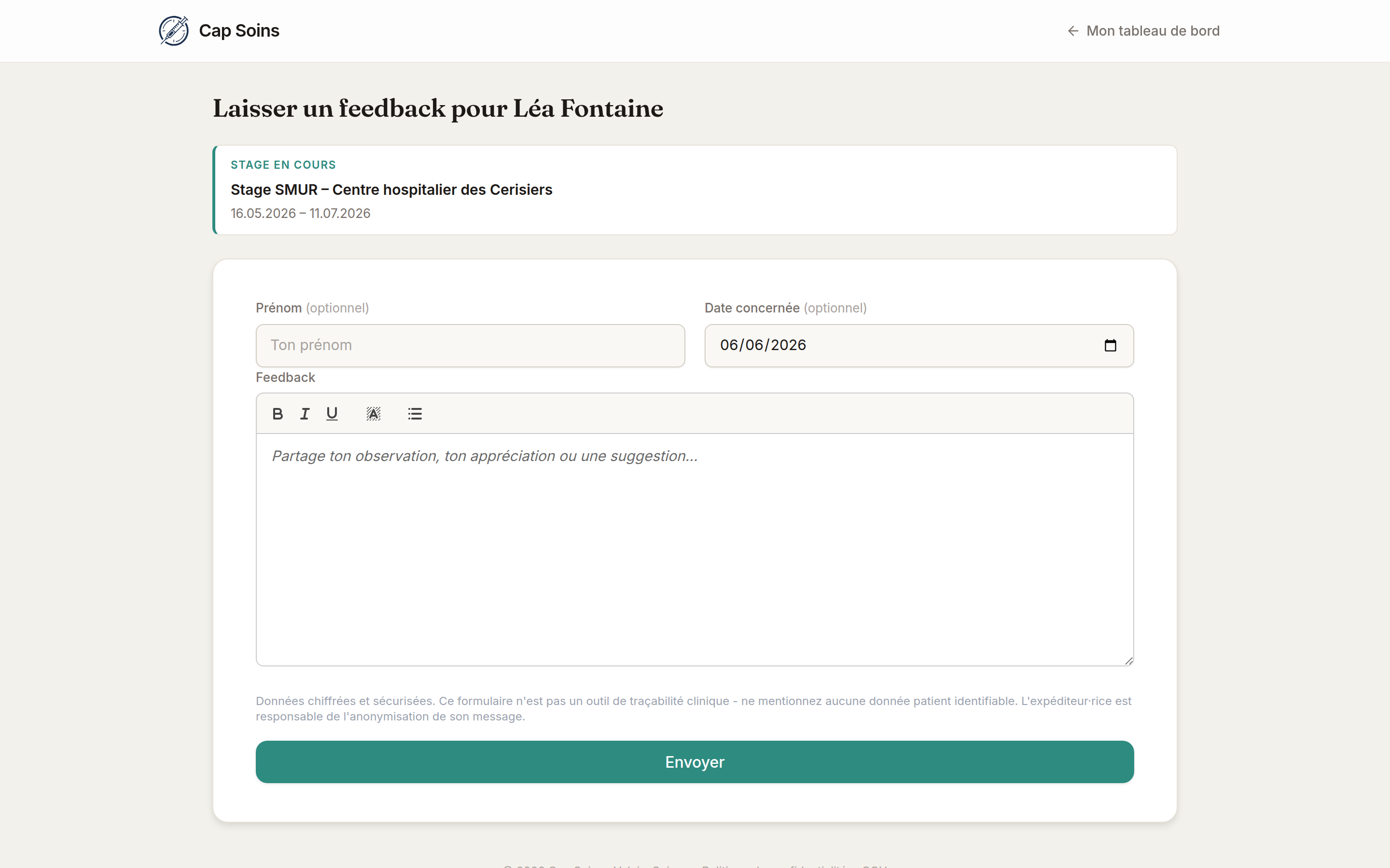 Demande de feedback par QR